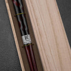 Urushi Hori Benkei Lacquered Wooden Chopsticks 230mm Black with Paulownia Wooden Box-[Musashi]-[Japanese-Kitchen-Knives]