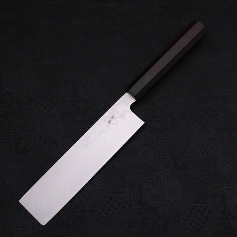 Usuba(Kanto) Blue Steel #2 Suminagashi Mango de Ébano con Cuerno de Búfalo 180mm
