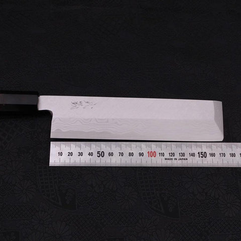 Usuba(Kanto) Blue Steel #2 Suminagashi Mango de Ébano con Cuerno de Búfalo 180mm