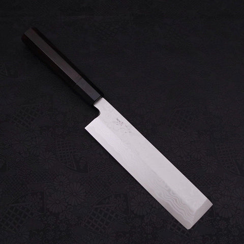 Usuba(Kanto) Blue Steel #2 Suminagashi Mango de Ébano con Cuerno de Búfalo 180mm