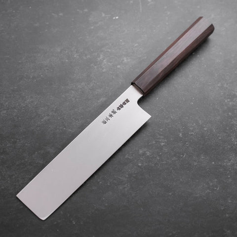 Usuba(Kanto) Honyaki Silver Steel #3 Mirror Ebony Handle 180mm-[Musashi]-[Japanese-Kitchen-Knives]