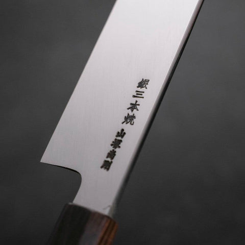 Usuba(Kanto) Honyaki Silver Steel #3 Mirror Ebony Handle 180mm-[Musashi]-[Japanese-Kitchen-Knives]