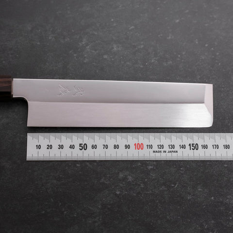 Usuba(Kanto) Honyaki Silver Steel #3 Mirror Ebony Handle 180mm-[Musashi]-[Japanese-Kitchen-Knives]