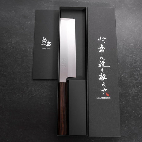 Usuba(Kanto) Honyaki Silver Steel #3 Mirror Ebony Handle 180mm-[Musashi]-[Japanese-Kitchen-Knives]