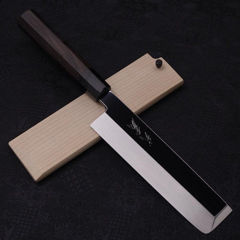 Usuba(Kanto) Honyaki Silver Steel #3 Mirror Finish Buffalo Ebony Handle 180mm (7”)
