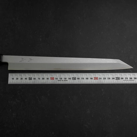 Yanagi Kiritsuke Blue Steel #1 Suminagashi Buffalo Ebony Handle With Sheath 300mm (11.8”)-[Musashi]-[Japanese-Kitchen-Knives]