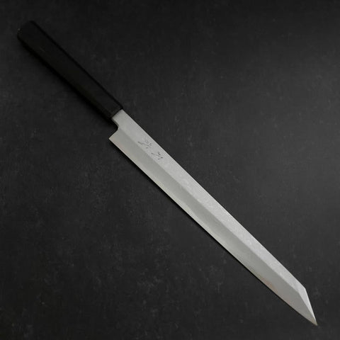 Yanagi Kiritsuke Blue Steel #1 Suminagashi Buffalo Ebony Handle With Sheath 300mm (11.8”)-[Musashi]-[Japanese-Kitchen-Knives]