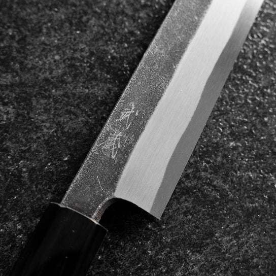 Yanagi Kiritsuke Blue Steel #2 Kurouchi Mango de Búfalo Wengué 240 mm