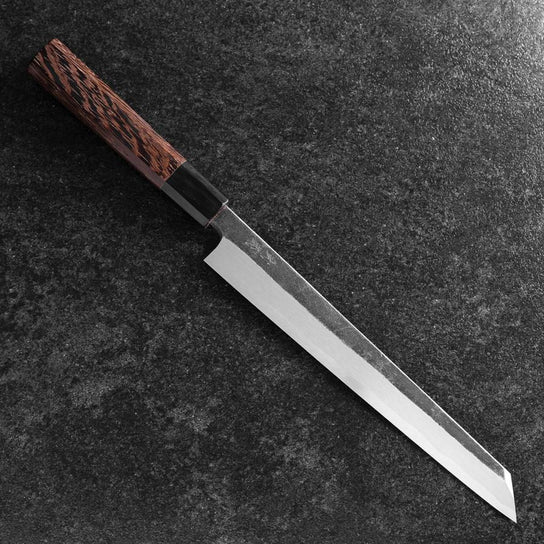 Yanagi Kiritsuke Blue Steel #2 Kurouchi Mango de Búfalo Wengué 240 mm
