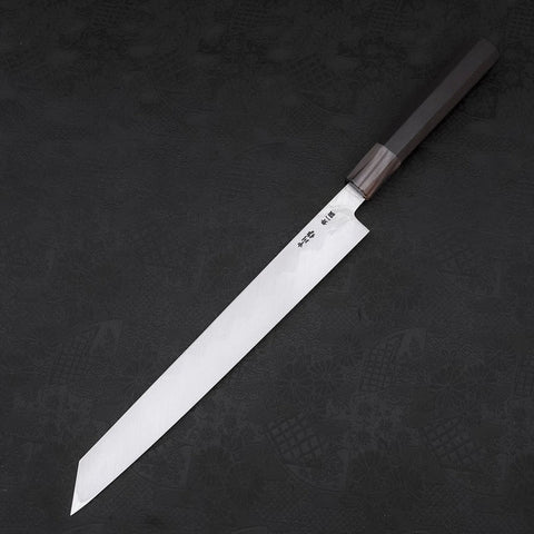 Yanagi Kiritsuke Blue Steel #1 Kasumi Buffalo Ebony Handle 270mm With Sheath-[Musashi]-[Japanese-Kitchen-Knives]