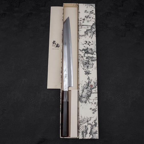 Yanagi Kiritsuke Blue Steel #1 Kasumi Buffalo Ebony Handle 270mm With Sheath-[Musashi]-[Japanese-Kitchen-Knives]