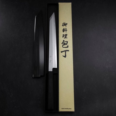 Yanagi Kiritsuke Blue Steel #1 Suminagashi Buffalo Ebony Handle With Sheath 270mm-[Musashi]-[Japanese-Kitchen-Knives]