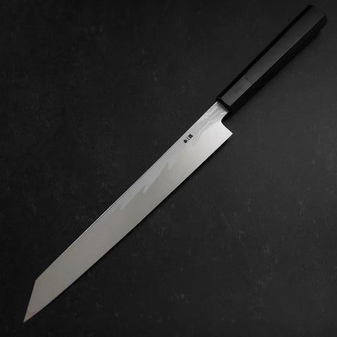 Yanagi Kiritsuke Blue Steel #1 Suminagashi Buffalo Ebony Handle With Sheath 270mm-[Musashi]-[Japanese-Kitchen-Knives]