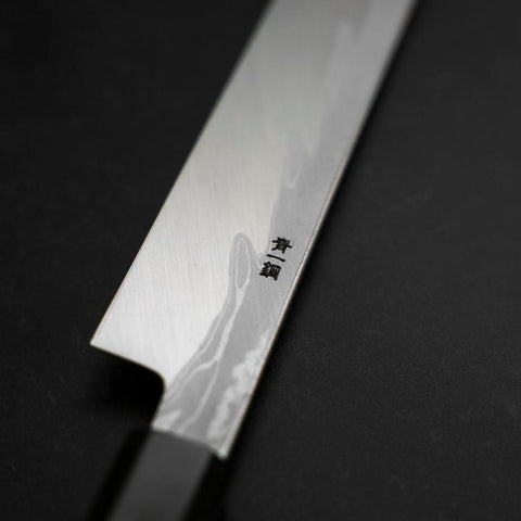 Yanagi Kiritsuke Blue Steel #1 Suminagashi Buffalo Ebony Handle With Sheath 270mm-[Musashi]-[Japanese-Kitchen-Knives]