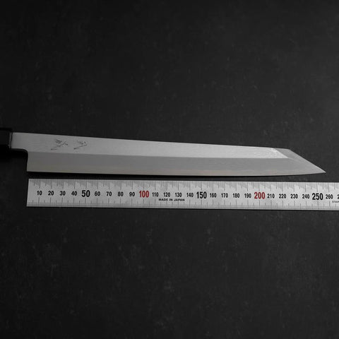 Yanagi Kiritsuke Blue Steel #1 Suminagashi Buffalo Ebony Handle With Sheath 270mm-[Musashi]-[Japanese-Kitchen-Knives]