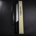 Yanagi Kiritsuke Blue Steel #1 Suminagashi Buffalo Ebony Handle With Sheath 330mm-[Musashi]-[Japanese-Kitchen-Knives]