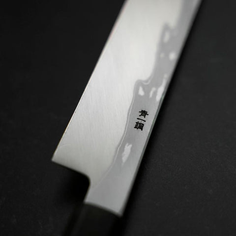 Yanagi Kiritsuke Blue Steel #1 Suminagashi Buffalo Ebony Handle With Sheath 330mm-[Musashi]-[Japanese-Kitchen-Knives]
