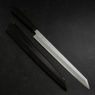 Yanagi Kiritsuke Blue Steel #1 Suminagashi Buffalo Ebony Handle With Sheath 330mm-[Musashi]-[Japanese-Kitchen-Knives]