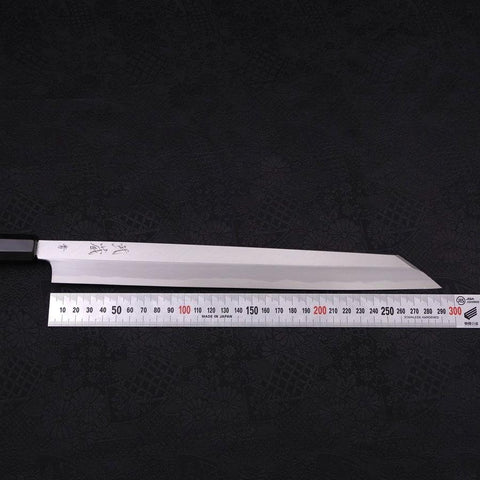 Yanagi Kiritsuke Blue Steel #2 Kasumi Mango de Ébano con Cuerno de Búfalo 300mm