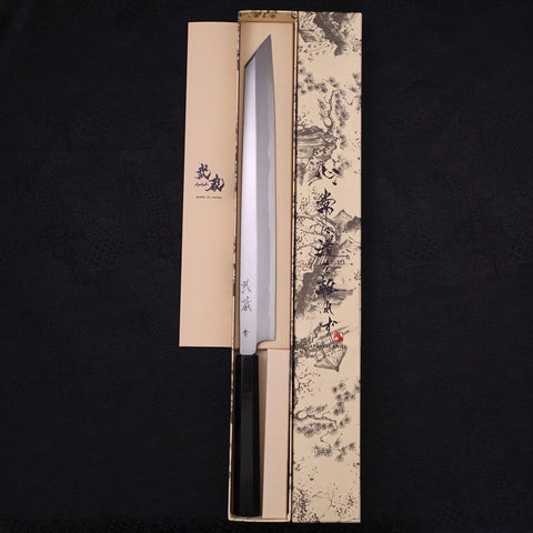Yanagi Kiritsuke Blue Steel #2 Kasumi Mango de Ébano con Cuerno de Búfalo 300mm