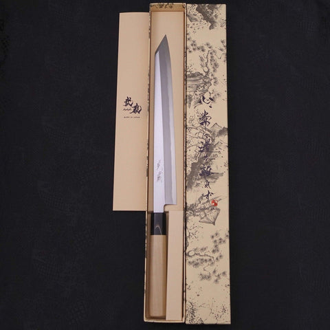 Yanagi Kiritsuke Blue Steel #2 Kasumi Magnolia Buffalo Handle 270mm-[Musashi]-[Japanese-Kitchen-Knives]