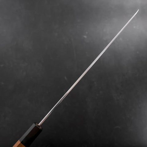 Yanagi Kiritsuke Silver Steel #3 Damascus Mirror Buffalo Teak Handle 300mm (11.8”)-[Musashi]-[Japanese-Kitchen-Knives]
