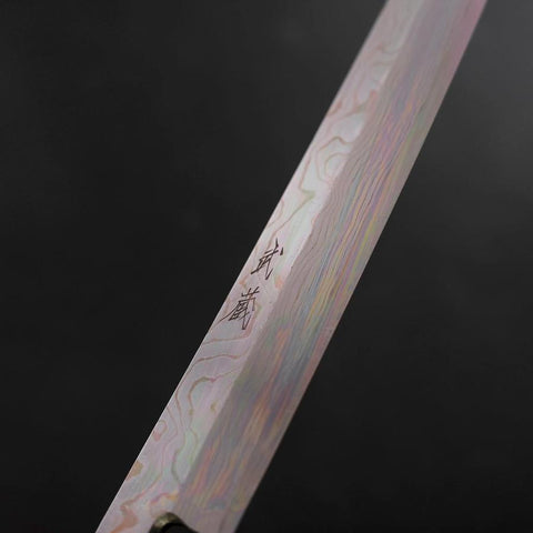 Yanagi Kiritsuke Silver Steel #3 Damascus Mirror Buffalo Teak Handle 300mm (11.8”)