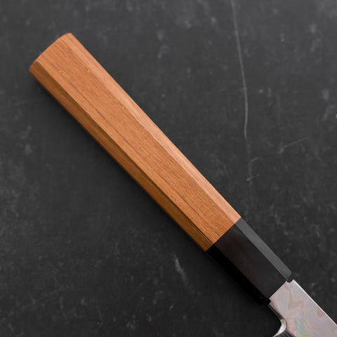 Yanagi Kiritsuke Silver Steel #3 Damasco Espejo Mango de Teca con Cuerno de Búfalo 300 mm