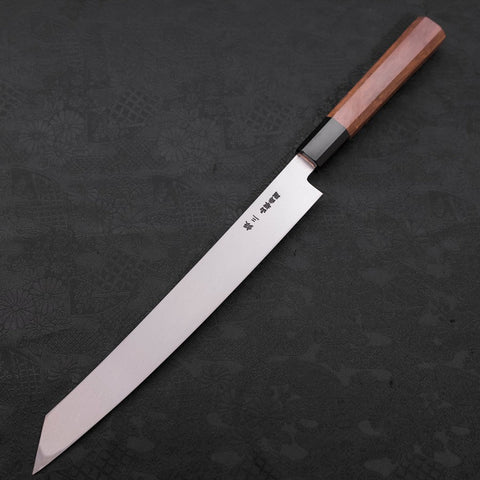 Yanagi Kiritsuke Silver Steel #3 Damascus Mirror Buffalo Walnut Handle 270mm-[Musashi]-[Japanese-Kitchen-Knives]