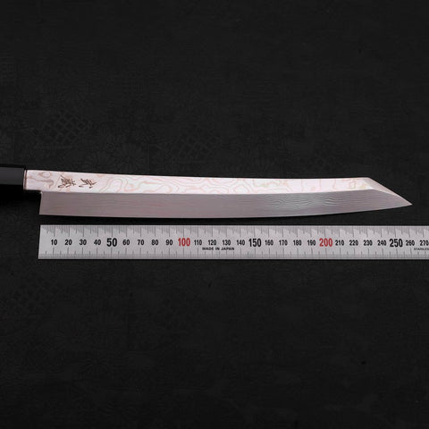 Yanagi Kiritsuke Silver Steel #3 Damascus Mirror Buffalo Walnut Handle 270mm-[Musashi]-[Japanese-Kitchen-Knives]