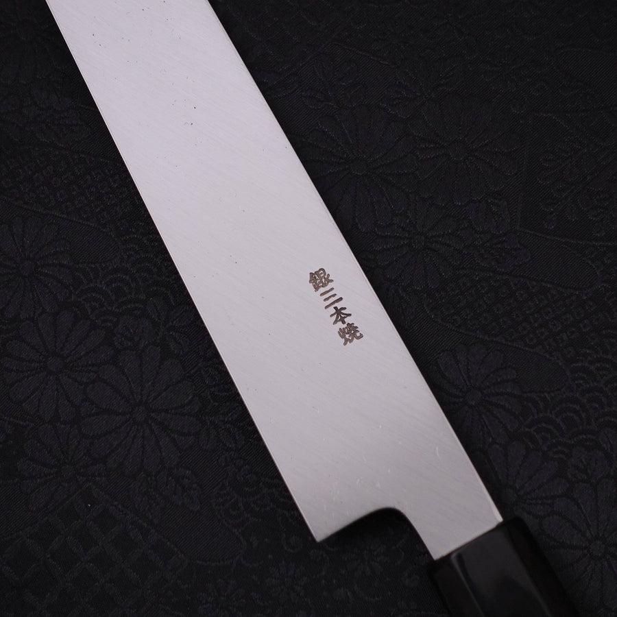 Yanagi Kiritsuke Silver Steel #3 Honyaki Mirror Buffalo Ebony Handle 270mm (10.6”)