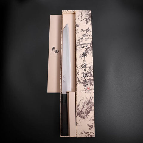 Yanagi Kiritsuke Silver Steel #3 Kasumi Buffalo Ebony Handle 260mm-[Musashi]-[Japanese-Kitchen-Knives]