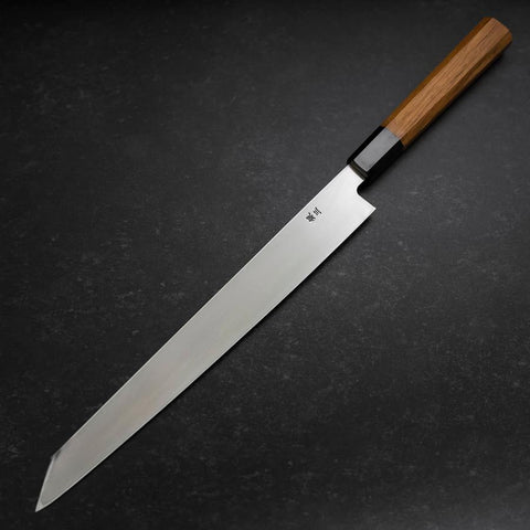 Yanagi Kiritsuke Silver Steel #3 Kasumi Buffalo Teak Handle 300mm-[Musashi]-[Japanese-Kitchen-Knives]