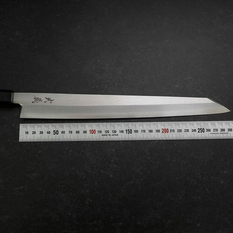 Yanagi Kiritsuke Silver Steel #3 Kasumi Buffalo Teak Handle 300mm-[Musashi]-[Japanese-Kitchen-Knives]