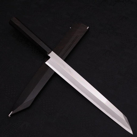 Yanagi Kiritsuke Silver Steel #3 Mirror Buffalo Ebony Handle 270mm-[Musashi]-[Japanese-Kitchen-Knives]