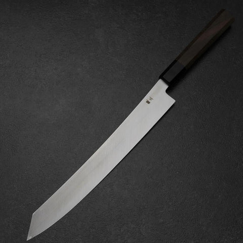 Yanagi Kiritsuke Silver Steel #3 Suminagashi Buffalo Walnut Handle 270mm (10.6”)-[Musashi]-[Japanese-Kitchen-Knives]