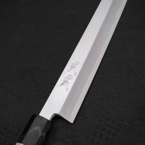 Yanagi Kiritsuke White Steel #2 Kasumi Buffalo Magnolia Handle 240mm-[Musashi]-[Japanese-Kitchen-Knives]