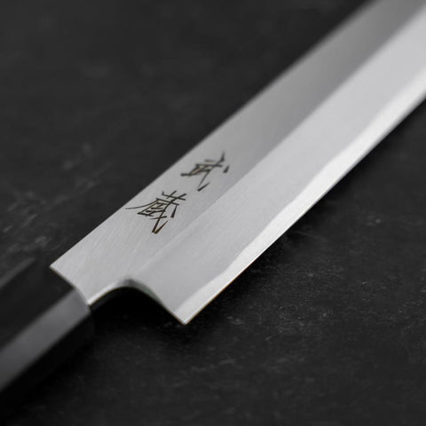 Yanagi Kiritsuke White Steel #2 Kasumi Mango de Teca con Cuerno de Búfalo 270mm