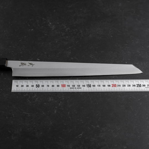 Yanagi Kiritsuke White Steel #2 Kasumi Mango de Teca con Cuerno de Búfalo 270mm