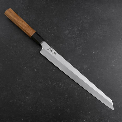 Yanagi Kiritsuke White Steel #2 Kasumi Mango de Teca con Cuerno de Búfalo 270mm