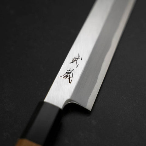 Yanagi Kiritsuke White Steel #2 Kasumi Buffalo Teak Handle 300mm (11.8”)