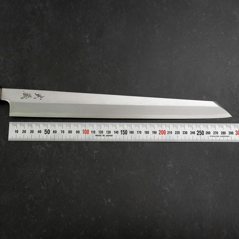 Yanagi Kiritsuke White Steel #2 Kasumi Buffalo Teak Handle 300mm (11.8”)