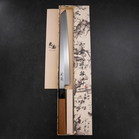 Yanagi Kiritsuke White Steel #2 Kasumi Buffalo Teak Handle 300mm (11.8”)