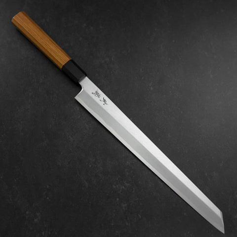 Yanagi Kiritsuke White Steel #2 Kasumi Buffalo Teak Handle 300mm (11.8”)