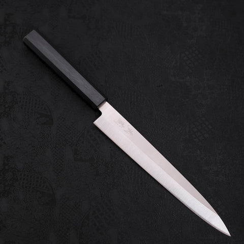 Yanagiba AUS-8 Polished Dark Blue Urushi Handle 210mm-[Musashi]-[Japanese-Kitchen-Knives]