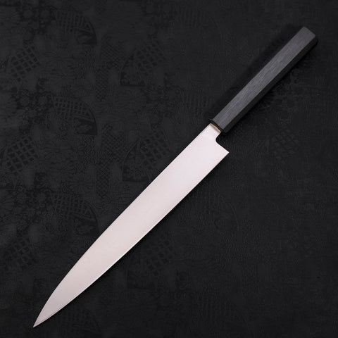 Yanagiba AUS-8 Polished Dark Blue Urushi Handle 240mm-[Musashi]-[Japanese-Kitchen-Knives]