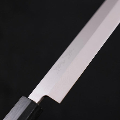 Yanagiba AUS-8 Polished Dark Blue Urushi Handle 240mm-[Musashi]-[Japanese-Kitchen-Knives]