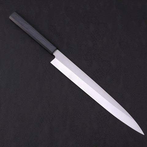 Yanagiba AUS-8 Polished Dark Blue Urushi Handle 270mm-[Musashi]-[Japanese-Kitchen-Knives]