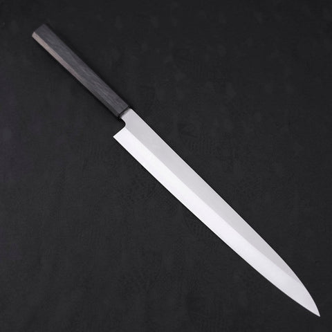 Yanagiba AUS-8 Polished Dark Blue Urushi Handle 300mm-[Musashi]-[Japanese-Kitchen-Knives]