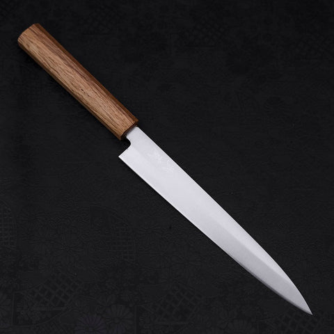 Yanagiba AUS-8 Polished Oak Handle 210mm (8.3”)-[Musashi]-[Japanese-Kitchen-Knives]